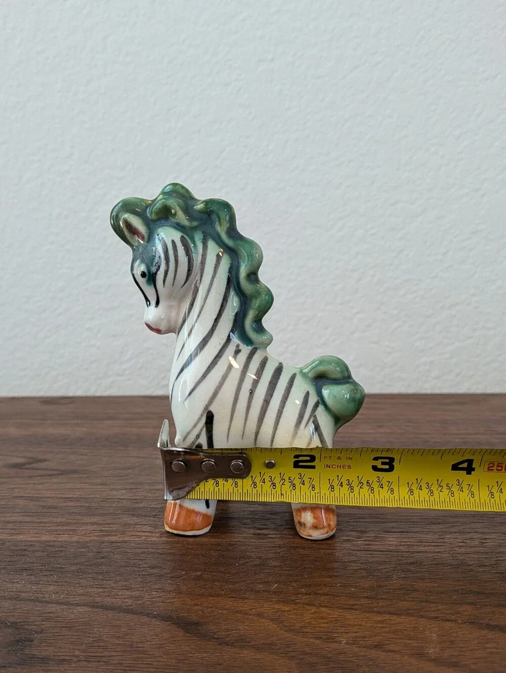 Vintage Porcelain Hand Painted Zebra Figurine Made In Japan MCM